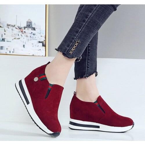High Flat Platform Height Increasing Casual Shoes Woman New Hidden Wedge Sneakers Female Vulcanize Shoes