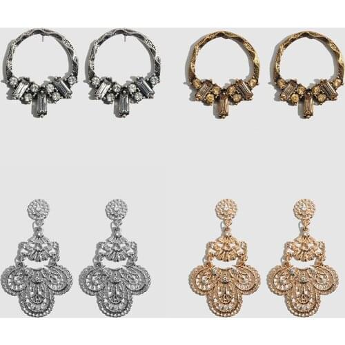 Flatfoosie Vintage Punk Dangle Drop Earrings For Women Fashion Gold Silver Color Dangle Statement Earring Wedding Gifts Jewelry