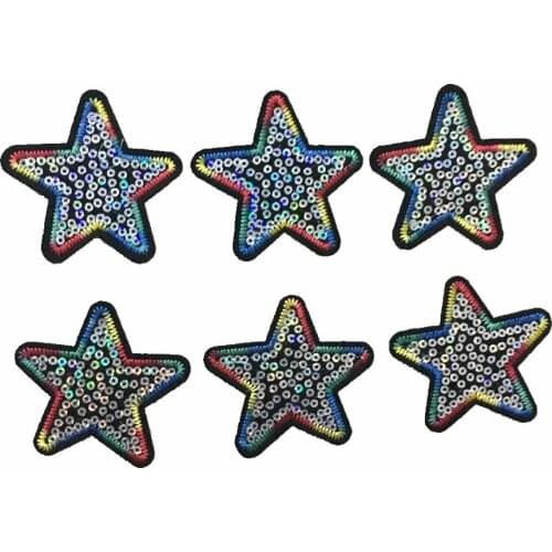 10pcs/lot Colorful Star Sequins Patches for Clothes Hot Melt Adhesive Clothing Patch Stripes Applique Embroidery Sequined DIY