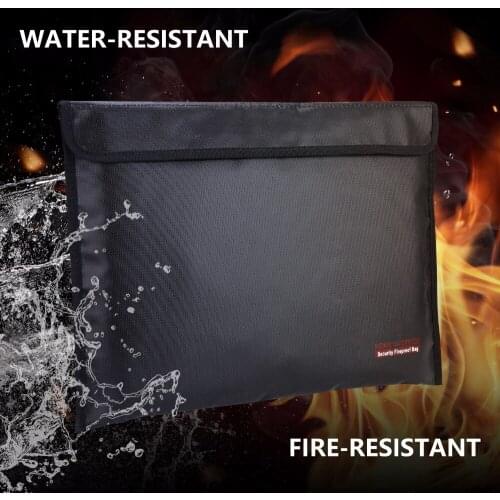 15"x11" Fireproof and water resistant document and money bag with non itchy material and zipper