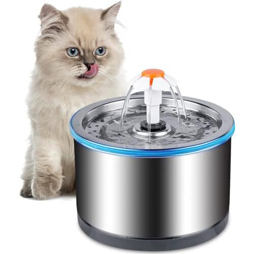 2.5L Smart Cat Water Fountain Stainless Steel Drinking Bowl Pet USB Automatic Water Dispenser Super Quiet Drinker Auto Feeder