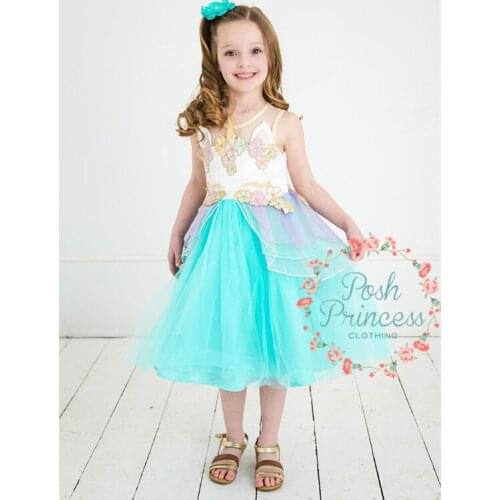 2019 summer kids dress for girl / Embroidery unicorn attached / Party dress