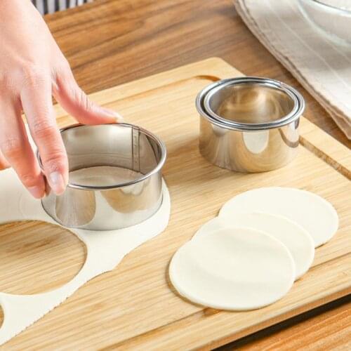 3pcs /Set Stainless Steel Round Dumplings Molds Cutter Maker Cookie Cake Pastry Wrapper Dough Cutting Accessories Kitchen Gadget