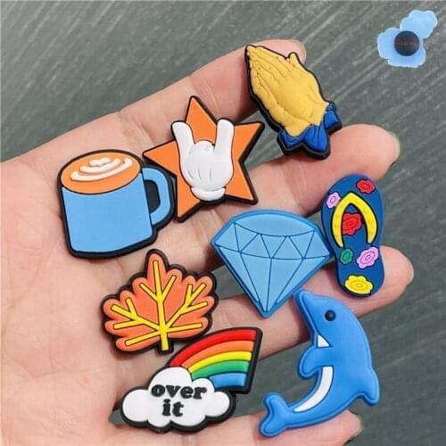 50PCS Diamond Coffee Star Dolphin Leaf PVC Shoe Charms Shoe Decoration Diy Backpack Wristbands Croc Jibz Shoes Kids Party Gift