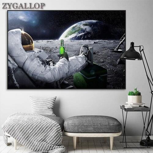 Astronaut On the Moon Picture Posters and Prints Creativity Wall Art Canvas Painting for Living Room Cuadros Home Wall Decor