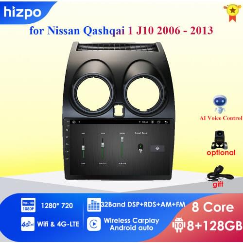 4G LTE 2din Android 10 Car Radio For Nissan Qashqai 1 J10 2006-2013 Multimedia Navigation GPS WIFI Stereo Video Head Unit RDS BT