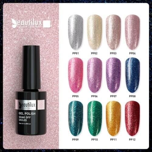 Beautilux Diamond Platinum Nail Gel Polish Winter Christmas Bling Gloss Gels Nail Art Lacquer UV LED Gel Varnish 10ml