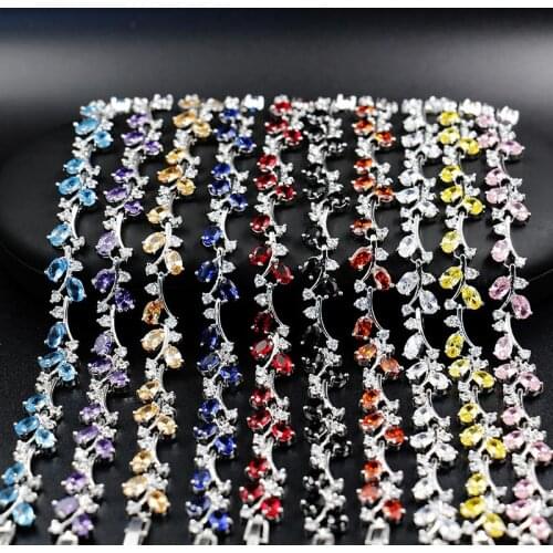 Shiny CZ Luxury Silver Color Leaf angle present Charm Wedding Bracelet Fashion Jewelry Wholesale Best Present