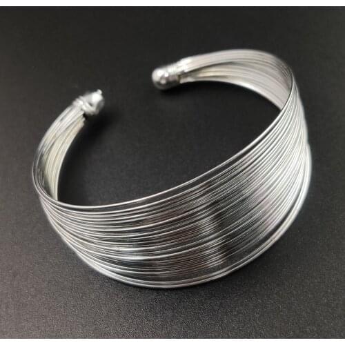 2020 New Metal Wire Smooth Aperture Wide Version Opening Bangles Women Girls Female Bracelets Wholesale