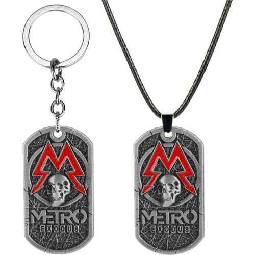 Dog Tag Pendant Keychain Game Metro Exodus Keyring Jewelry Vintage Souvenir Collection Key Chain Cute Car Keyrings for Game Fans