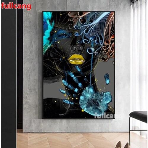 Black And Silver Woman 5D DIY Diamond Painting Full Drill Portrait Diamond Embroidery Mosaic diamond stitch nordic Decor JX2385