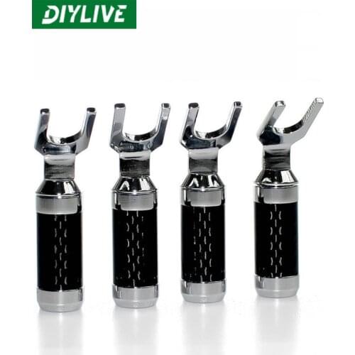 DIYLIVE UK QED carbon fiber speaker wire rhodium-plated Y plug high-quality DIY audio cable speaker wire plug special promotion