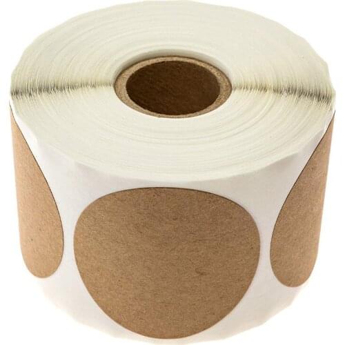 500pcs 1.5 Inches /3.8 Cm Blank Labels Per Roll Round Natural Kraft Sticker Seal Labes Sticker Paper Stationery Sticker