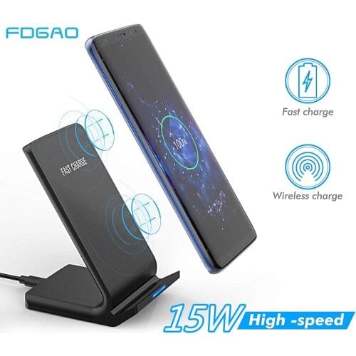 FDGAO 15W QI Wireless Charger for Samsung S10 S9 S8 Note 10 9 8 USB C QC 3.0 Fast Charging Stand For iPhone 11 Pro Max XS XR X 8