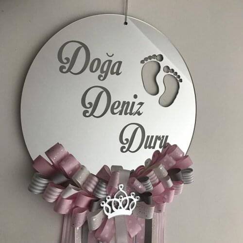 FOOT İZLİ ROUND PLEKSİ MIRROR DOOR ORNAMENT 30*30 WANT NAME YAZABİLİYORUZ WITH logo