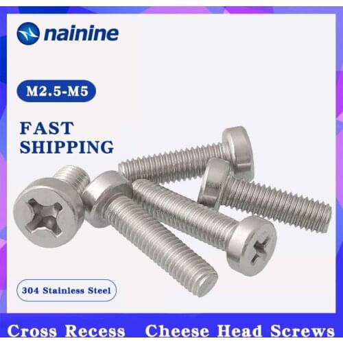 GB822 M2.5 M3 M4 M5 304 Stainless Steel Cheese Head Screws With Cross Recess