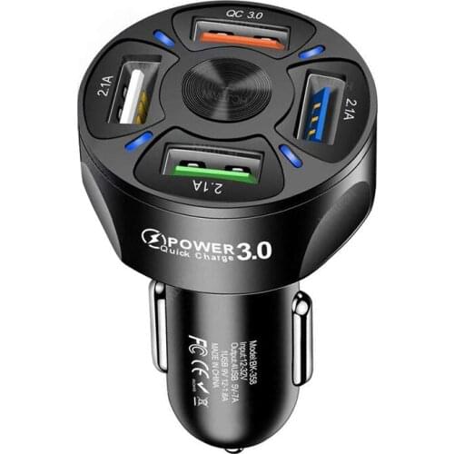 Hot Qc3.0 Fast Charge Car Charger 3.1A One with Four QC 3.0 Car Phone Charger 4USB Car Charger