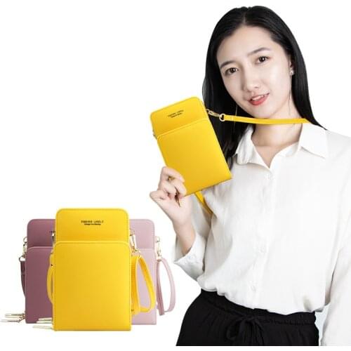 Korean Women Fashion High Capacity Crossbody Bag Solid Color Lady Multifunction Phone Bag Female Hand Clutch Totes