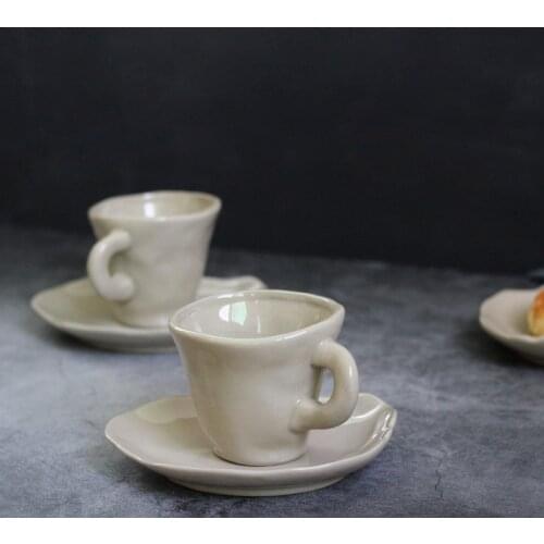 Creative Coffee mug set Dish Irregular Handmade Ceramic Cup Restaurant Hotel Coffee Cup Afternoon Tea Cup