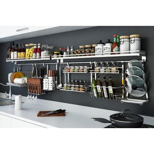304 stainless steel kitchen shelf shelf wall - mounted seasoning rack storage rack hanging hook hanging knife rest supplies
