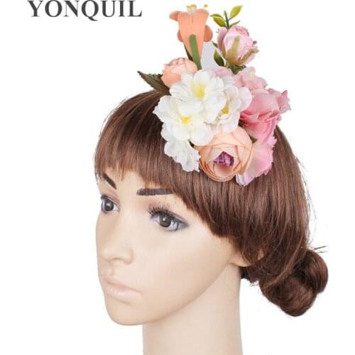 Fashion Fabric Silk Flowers Women Party Hair Accessories DIY Flower Bouquet lady Hair Flowers Handband Fashion Hair Clips