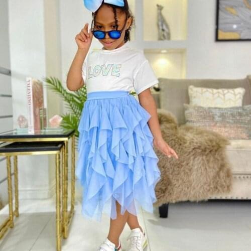 Fashion Girl Mesh Layered Skirt Long Toddler Teen Girl High Waist Tutu Skirt Spring Autumn Child Clothes Princess Dress 2-14Y