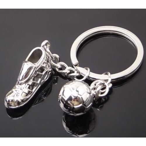 Fashion football Metal Keychain men gift Key chain Soccer Shoes and Football Car Key Ring Gift party Keychains Jewelry