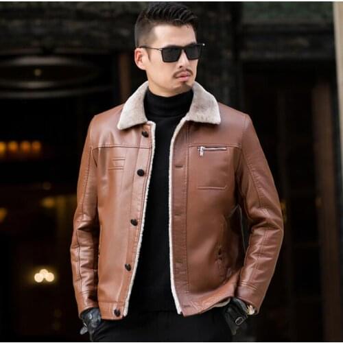 Mens leather jacket lapel plus velvet motorcycle coat men jackets thicken warm clothes jaqueta de couro street fashion winter