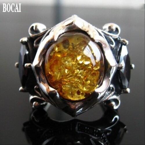 Thailand imports originating silver jewelry men super-atmospheric ring inlaid
