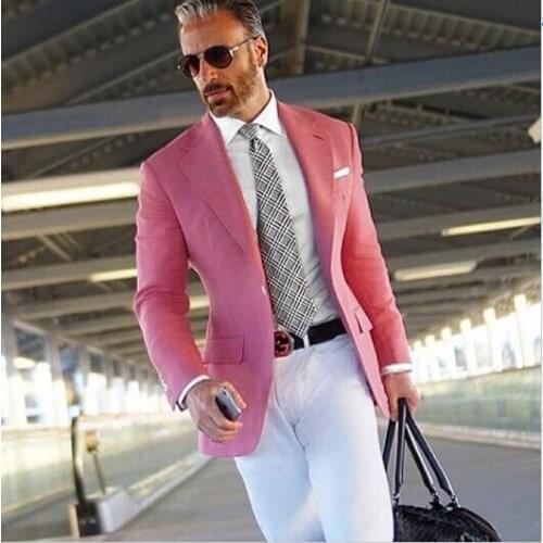 2020 New Arrival Pink Men Blazer Spring Fall Fashion Brand Slim Fit Mens Suit Jacket Party Prom Handsome Blazers for Wedding