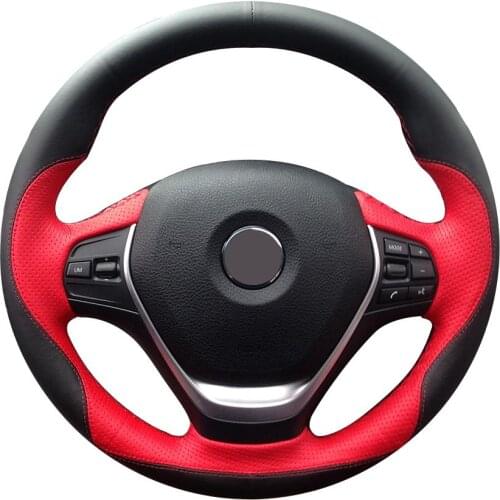 Non-slip Durable Black Leather Red Leather Car Steering Wheel Cover For Bmw F30 320i 328i 320d F20