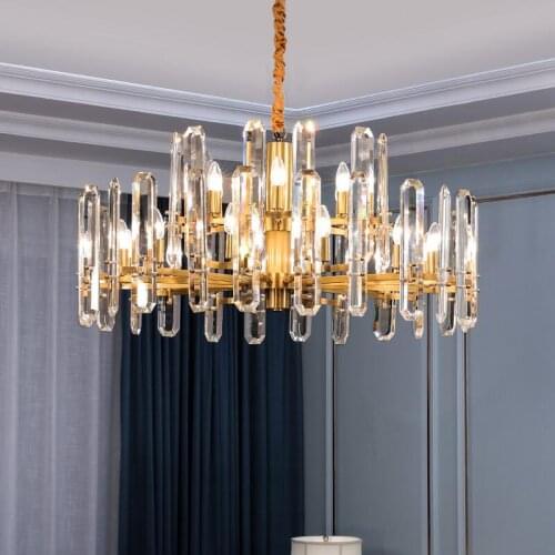 New modern crystal chandelier gold American simple living room hotel lobby light