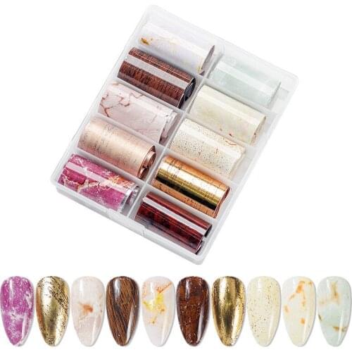 New nail art starry sky stickers 10 grid set Starry sky sticker Transfer paper marble stripe starry sky paper