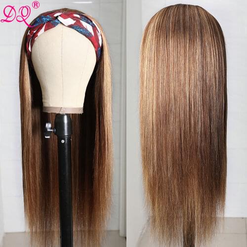 Synthetic Wig Straight Highlight Headband Wig Mix Brown Ombre Blonde Daily Party Cosplay Wig Glueless Wigs Natural Look Realisti