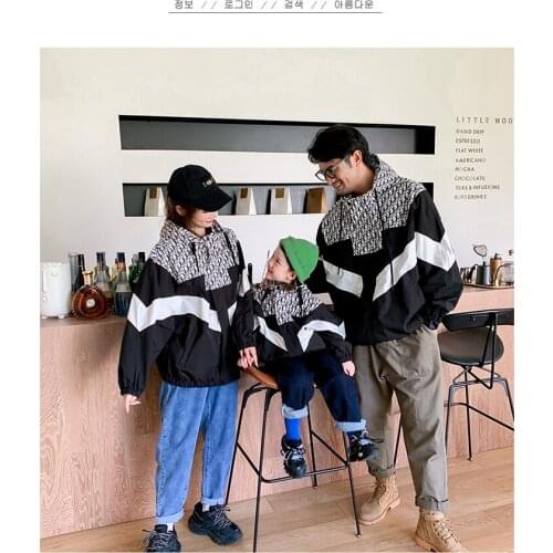 Parent-child Outfit Matching Family Outfits 2021 Autumn Family Matching Clothes Contrast Hooded Jacket Mommy and Me Coat