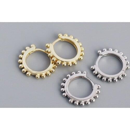 925 Sterling Silver Earring Fashion Geometric Chain Ear Ring Small Silver Beads Ear Buckle Simple Woman Girl Boy Ear Jewelry