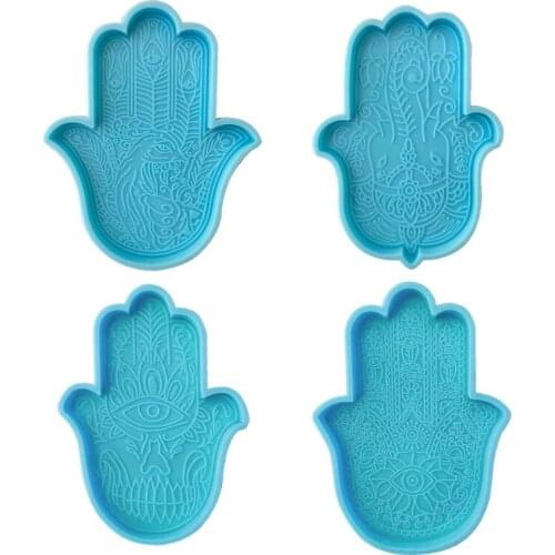 Khamsah Hamsa Hand Coaster Epoxy Resin Silicone Mold Fatima Hand Tray Resin Mold