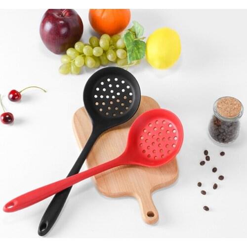 Long Handle Silicone Slotted Spoon Non-Stick Cooking Strainer Heat Resistant Filter Spoon Mesh Skimmer Colander Kitchen Tool