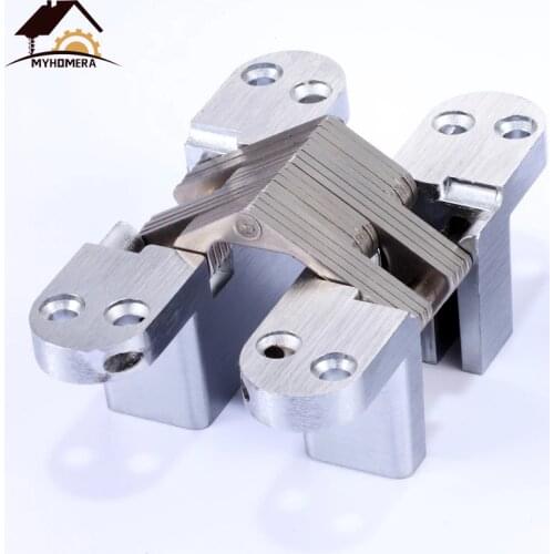 Myhomera Stainless Steel Hidden Hinges 10kg 13*45mm Built-in Concealed Cross Heavy-loading Folding Door Hinge Furniture Hardware