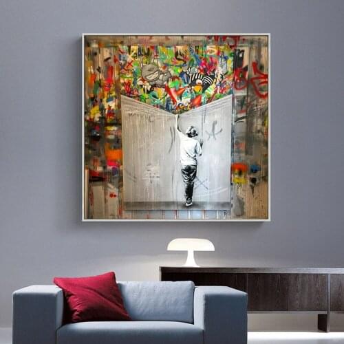 Modern Street Griffiti Portrait Art Painting Canvas Art Posters and Prints Over the Back Curtain Wall Picture for Bed Room Decor