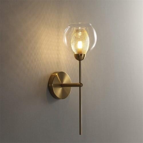 Modern Glass Lampshade Wall Lamps Nordic Living Room Wall Lamp By Sofa Creative Wall Decor LED Light Luxury Corridor Wall Lights