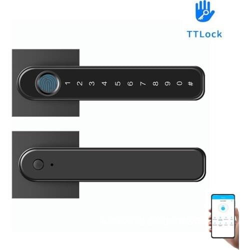 Smart TTLOCK APP Password Code Fingerprint Biometrics Electric Single Latch Lock With Key For Indoor Wooden Door Used