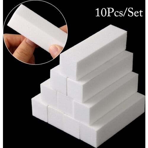 10pcs/set White Sanding Sponge Nail Buffers Files Block Grinding Polishing Manicure Nail Art Tool Block File Pedicure Buffing