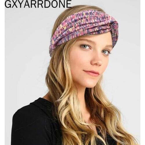 10pcs/lot New Women Spring Cotton Print Headbands Yoga Broad Wide Elastic Hairbands Bandanas Girls Hair Bands Hair Accessories
