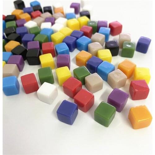 100Pcs/set 8mm Solid Color Blank Square Corner Acrylic Dice Chess Piece Right Angle Sieve Cube For Board Game 10 colors