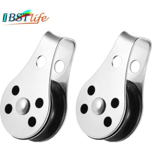 2PCS Stainless Steel 316 Pulley Blocks Rope Runner Kayak Boat Accessories Canoe Anchor Trolley Kit for 2mm to 8mm Rope