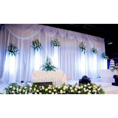 2018 latest 3M(H) * 6M(W) Pure White simple style Wedding Backdrop wedding Stage curtain wedding decoration