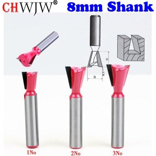 3pcs/set High Quality Industry Standard 8mm shank Dovetail Router Bit Cutter wood working