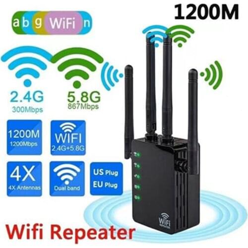 4 Antennas Wifi Extender AC Wireless WiFi Repeater Wi Fi Booster 2.4G/5Ghz Wi-Fi Amplifier 300/1200 M Wifi Router Access Point
