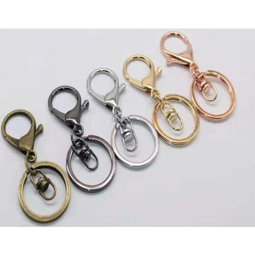 5pcs Key Ring lobster clasp key Hook With Chain 30mm Key Ring Long 70mm Split Key Ring Keychain For DIY Supplies Jewelry Making